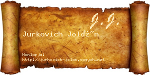 Jurkovich Jolán névjegykártya